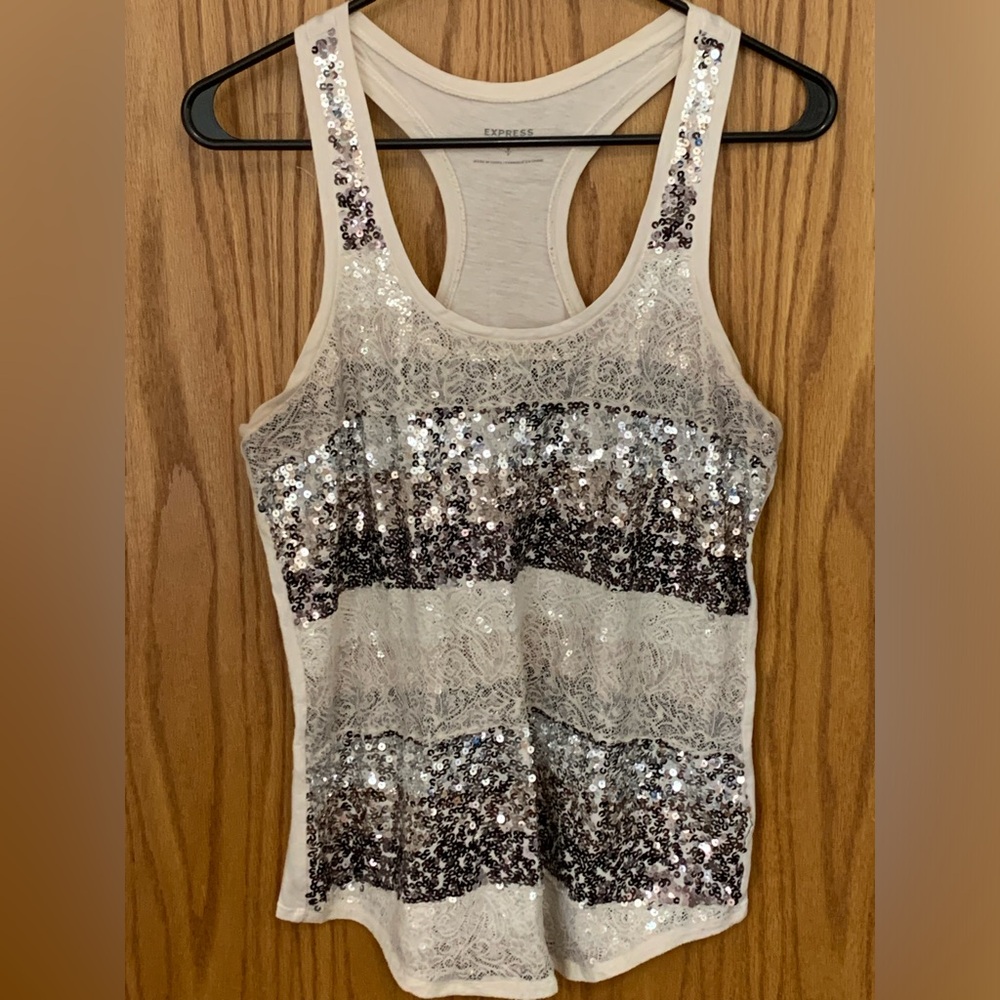 Off white, sequins Express tank top. Size small